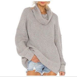 Free People Gray Cowl Neck Sweater